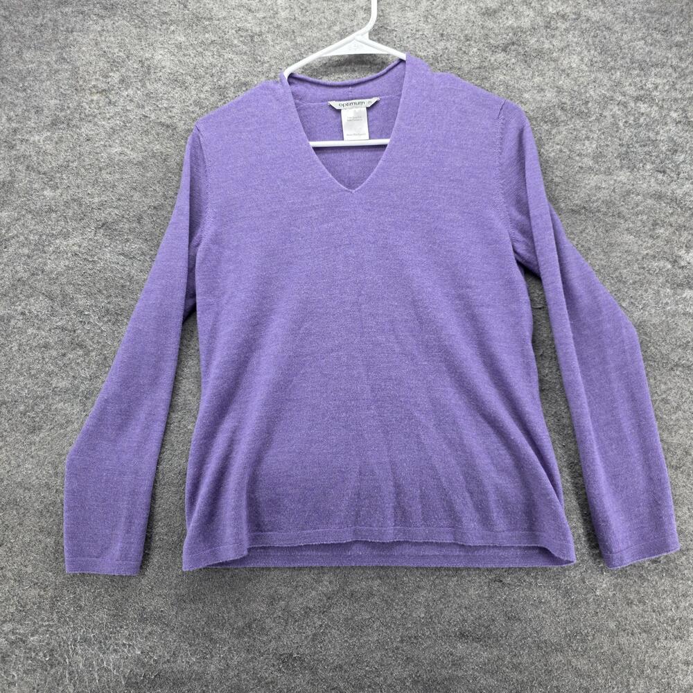 Optimum Sweater Pullover Womens M Purple V-Neck Raglan Lightweight Merino Wool
